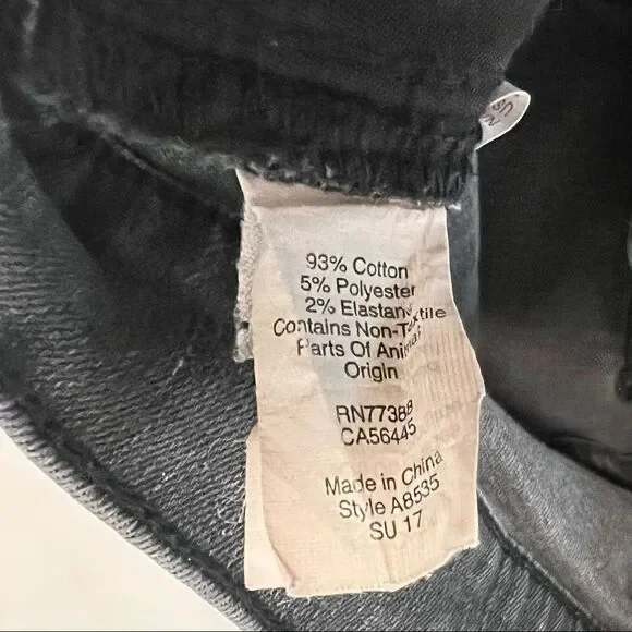 Madewell 9" High-Rise Skinny Black Distressed Hem Jeans 25 - Picture 6 of 10